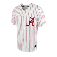 Nike White/Crimson Alabama Crimson Tide Pinstripe Replica Full-Button Baseball Jersey – view 3