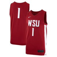 Nike #1 Crimson Washington State Cougars Logo Replica Basketball Jersey – view 2