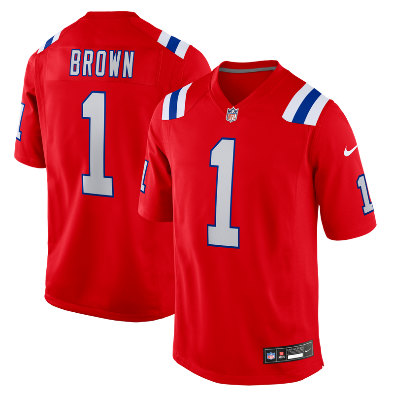 New England Patriots A.J. Brown Red jersey – view 1