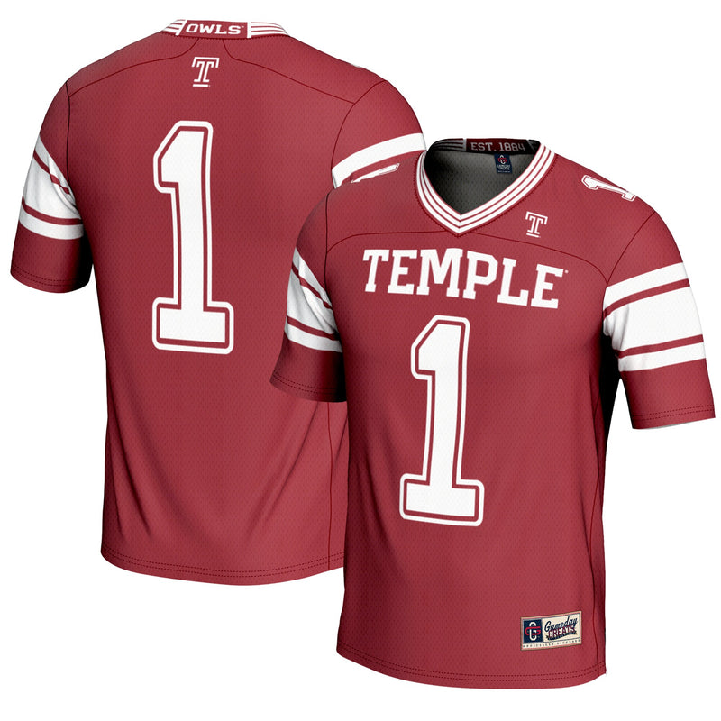 GameDay Greats #1 Cherry Temple Owls Endzone Football Jersey – view 1