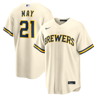 Milwaukee Brewers Dustin May Cream jersey – view 1