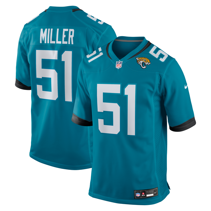 Jacksonville Jaguars Ventrell Miller Teal jersey – view 1