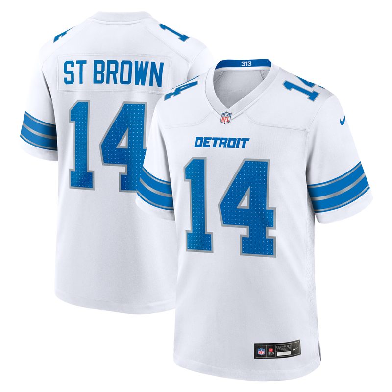 Detroit Lions Amon-Ra St. Brown White jersey – view 1
