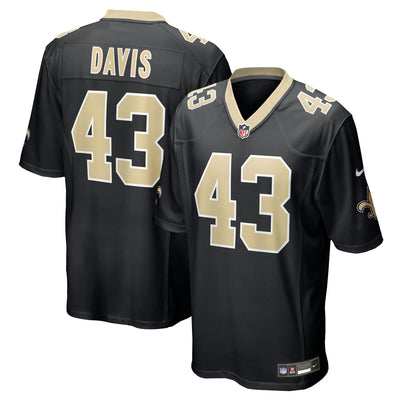 New Orleans Saints Michael Davis Nike Black Team Game Jersey