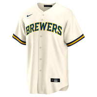 Milwaukee Brewers Jackson Chourio Cream jersey – view 3