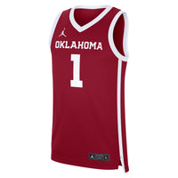 Jordan Brand Crimson Oklahoma Sooners #1 Road Replica Basketball Jersey – view 3