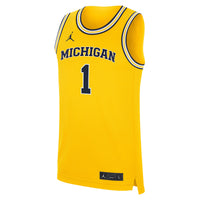 Jordan Brand #1 Maize Michigan Wolverines Alternate Replica Jersey – view 3