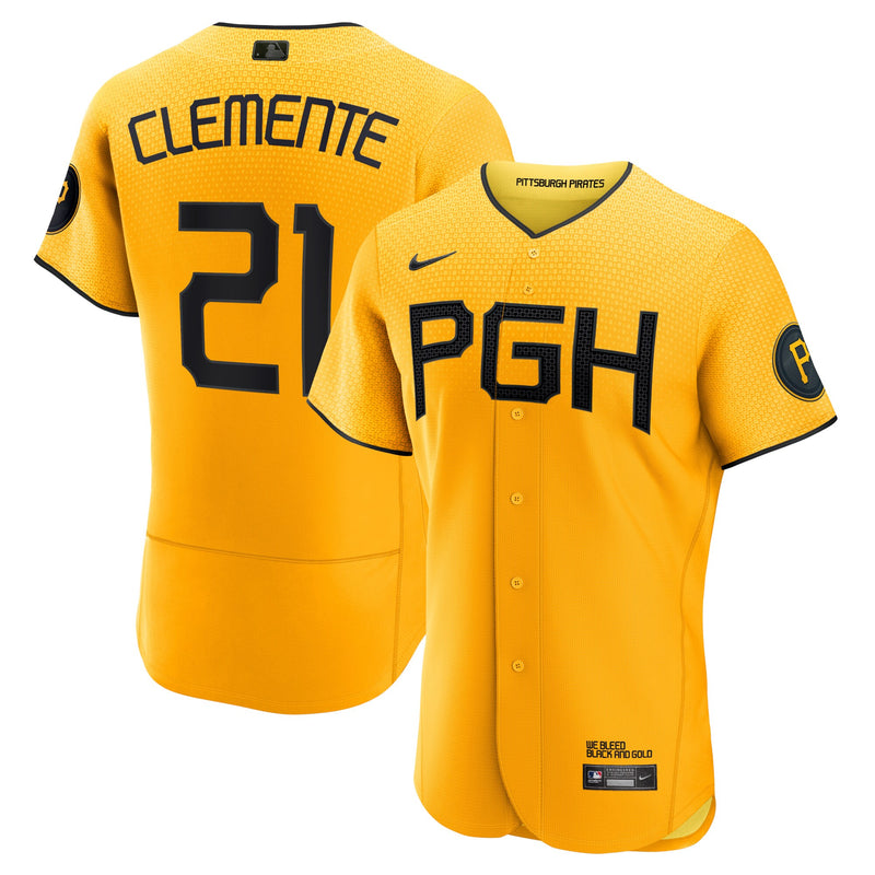 Pittsburgh Pirates Roberto Clemente Gold jersey – view 1