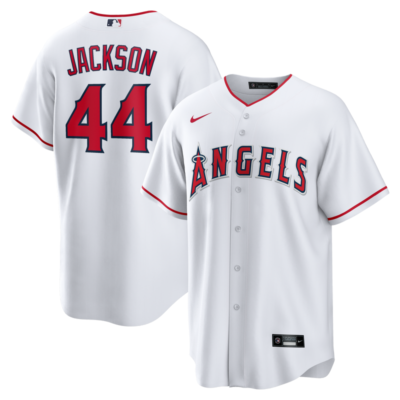 Los Angeles Angels Reggie Jackson White jersey – view 1