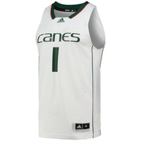 adidas Miami Hurricanes Team Swingman White jersey – view 3