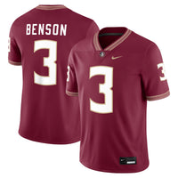 Nike Trey Benson Garnet Florida State Seminoles Player Game Jersey – view 1