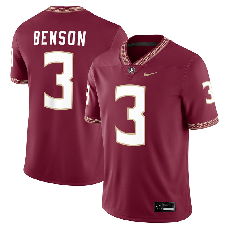 Nike Trey Benson Garnet Florida State Seminoles Player Game Jersey – view 1