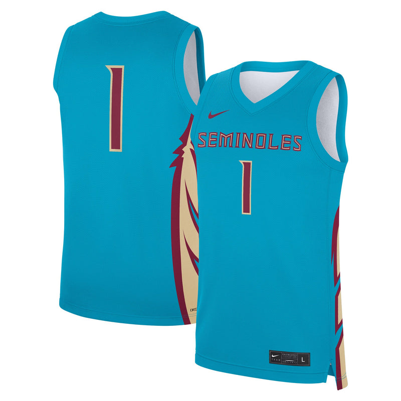 Nike #1 Turquoise Florida State Seminoles Alternate Replica Jersey – view 1