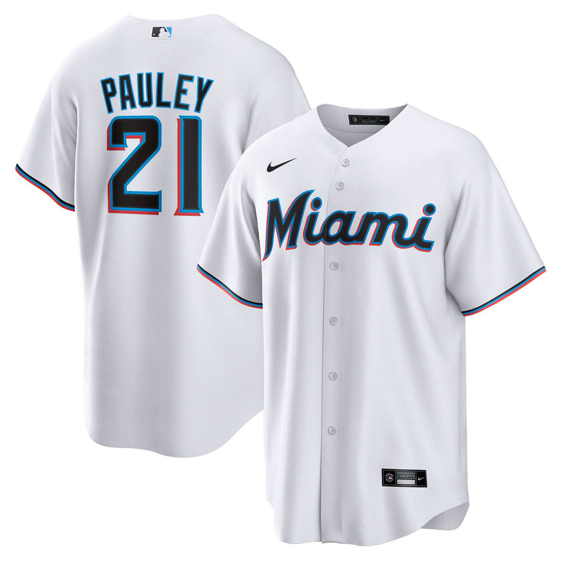 Miami Marlins Graham Pauley White jersey – view 1
