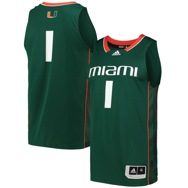 adidas Miami Hurricanes Swingman Green jersey – view 1