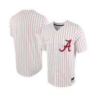 Nike White/Crimson Alabama Crimson Tide Pinstripe Replica Full-Button Baseball Jersey – view 2