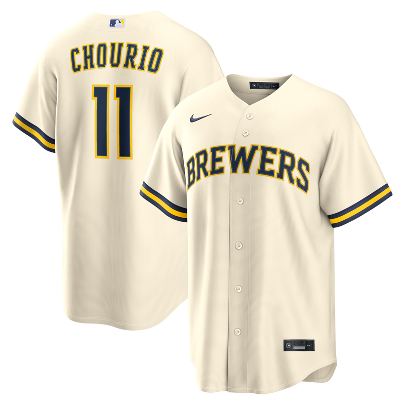 Milwaukee Brewers Jackson Chourio Cream jersey – view 1