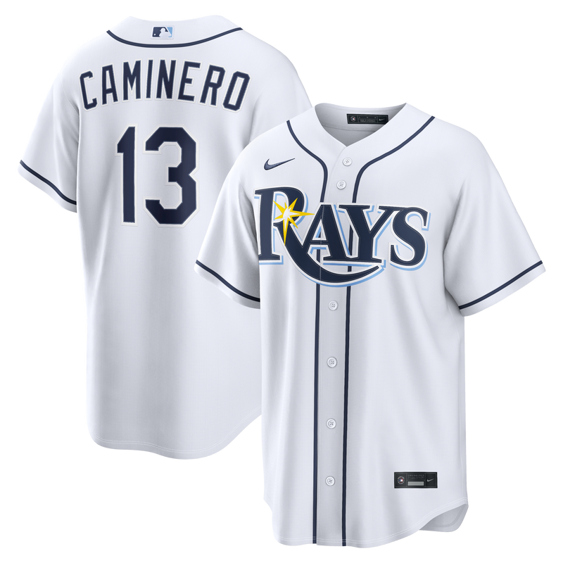 Tampa Bay Rays Junior Caminero White jersey – view 1