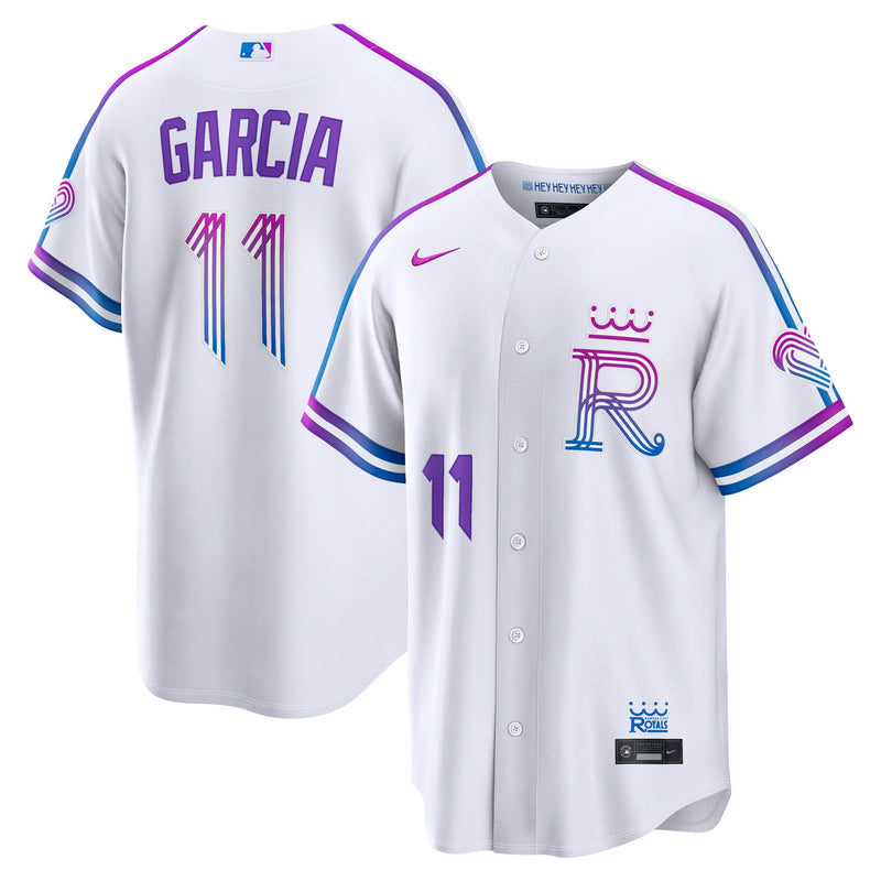 Kansas City Royals Maikel Garcia White jersey – view 1