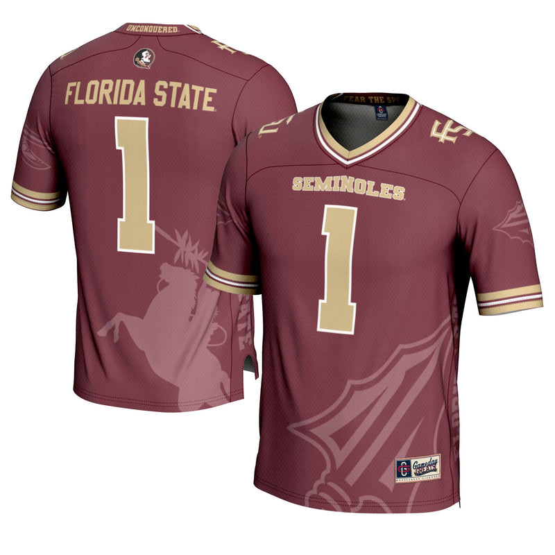 GameDay Greats #1 Garnet Florida State Seminoles Icon Print Football Fashion Jersey – view 1