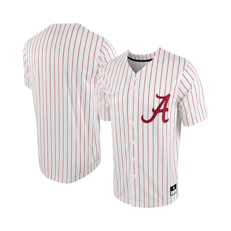 Nike White/Crimson Alabama Crimson Tide Pinstripe Replica Full-Button Baseball Jersey – view 1