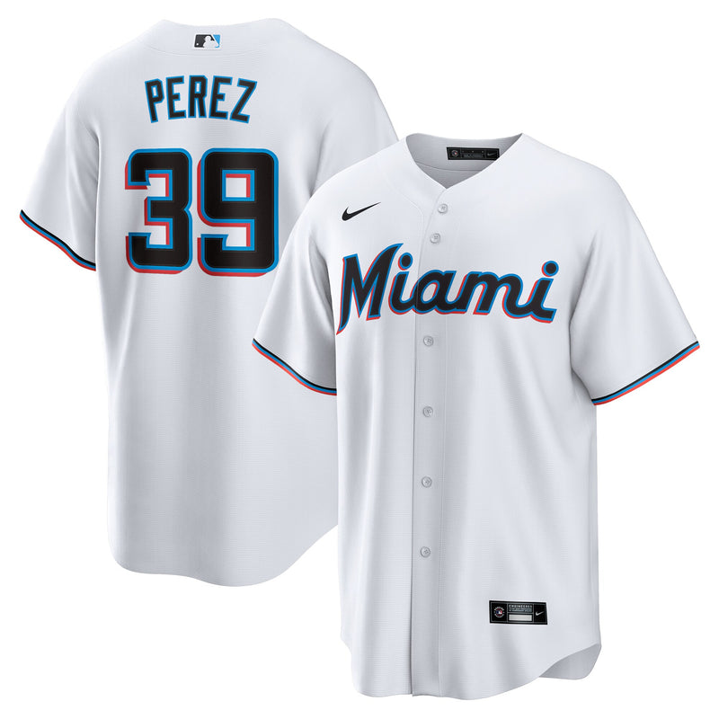 Miami Marlins Eury Perez White jersey – view 1