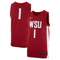 Nike #1 Crimson Washington State Cougars Logo Replica Basketball Jersey – view 1
