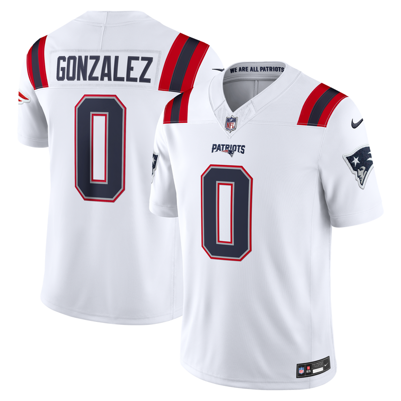 New England Patriots Christian Gonzalez White jersey – view 1