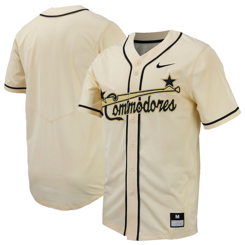 Nike Natural Vanderbilt Commodores Replica Full-Button Baseball Jersey – view 1
