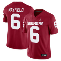 Jordan Brand Baker Mayfield Crimson Oklahoma Sooners Alumni Player Game Jersey – view 1