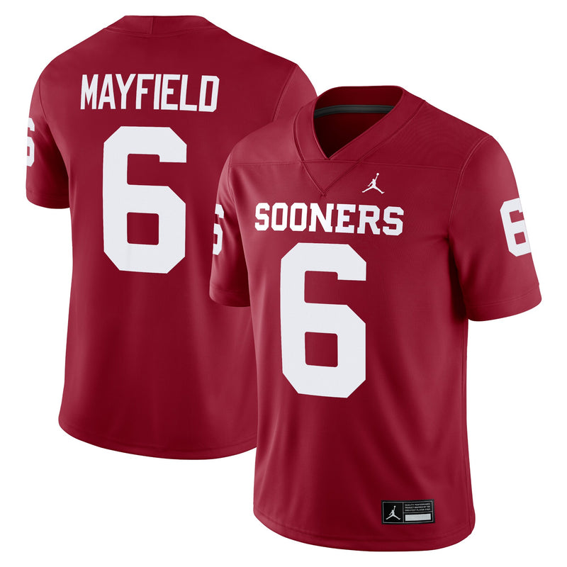 Jordan Brand Baker Mayfield Crimson Oklahoma Sooners Alumni Player Game Jersey – view 1