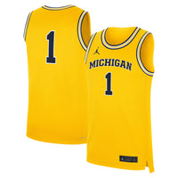Jordan Brand #1 Maize Michigan Wolverines Alternate Replica Jersey – view 1