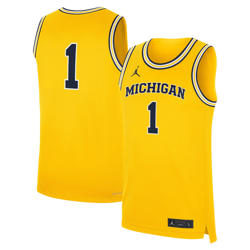 Jordan Brand #1 Maize Michigan Wolverines Alternate Replica Jersey – view 1