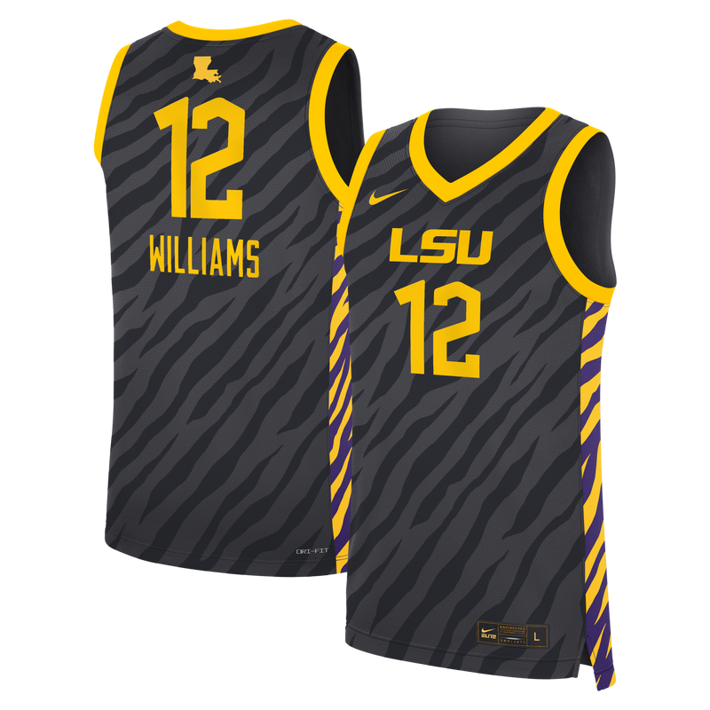 Nike Mikaylah Williams Anthracite LSU Tigers Replica Basketball Jersey – view 1