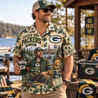 Green Bay Cabin Hawaiian Shirt - Detail