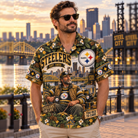 Pittsburgh For Life Hawaiian Shirt - Detail