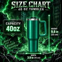 Veiled Power 40oz Tumbler - Size Chart